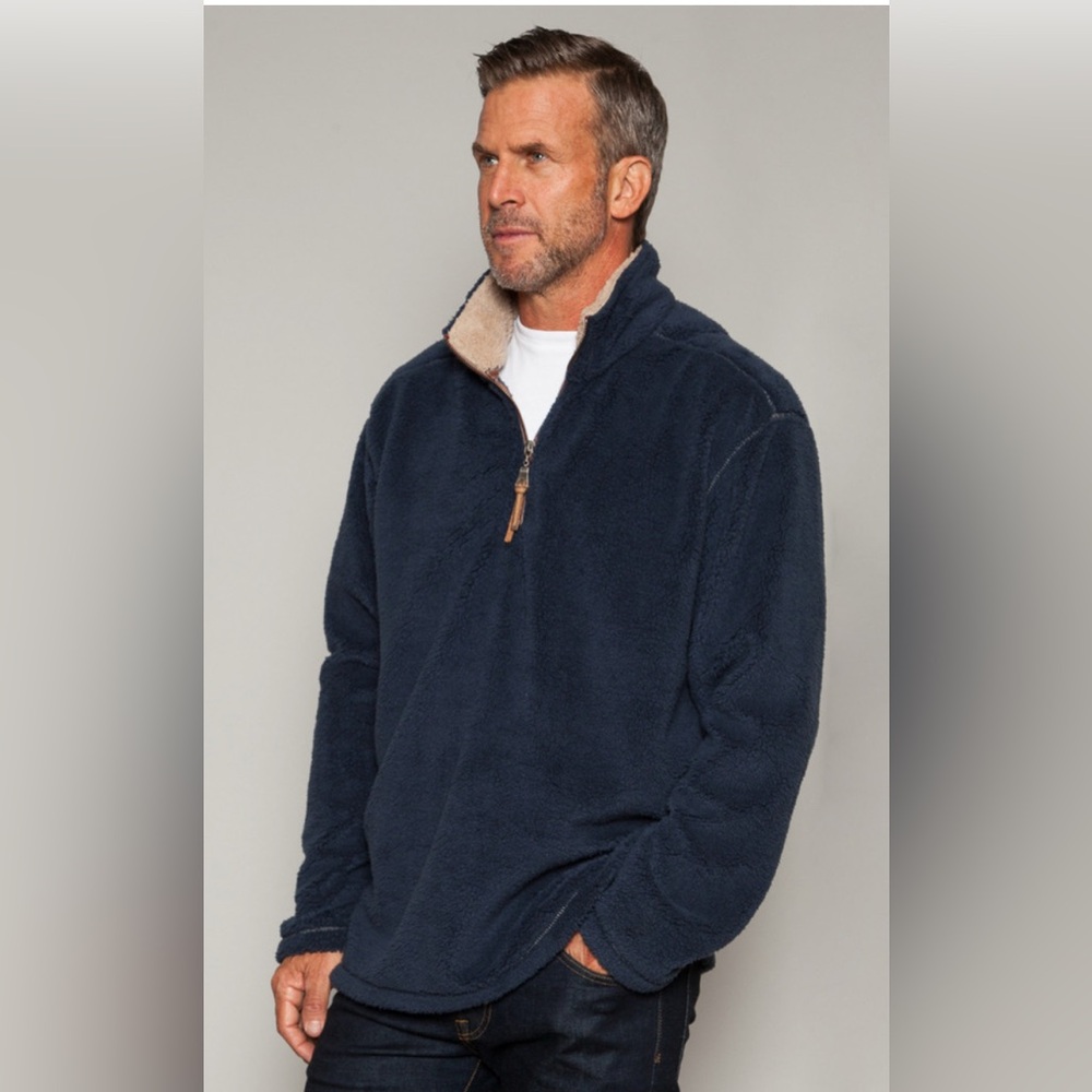 TRUE GRIT PEBBLE PILE 1/2 ZIP PULLOVER- VINTAGE BLUE small MN87